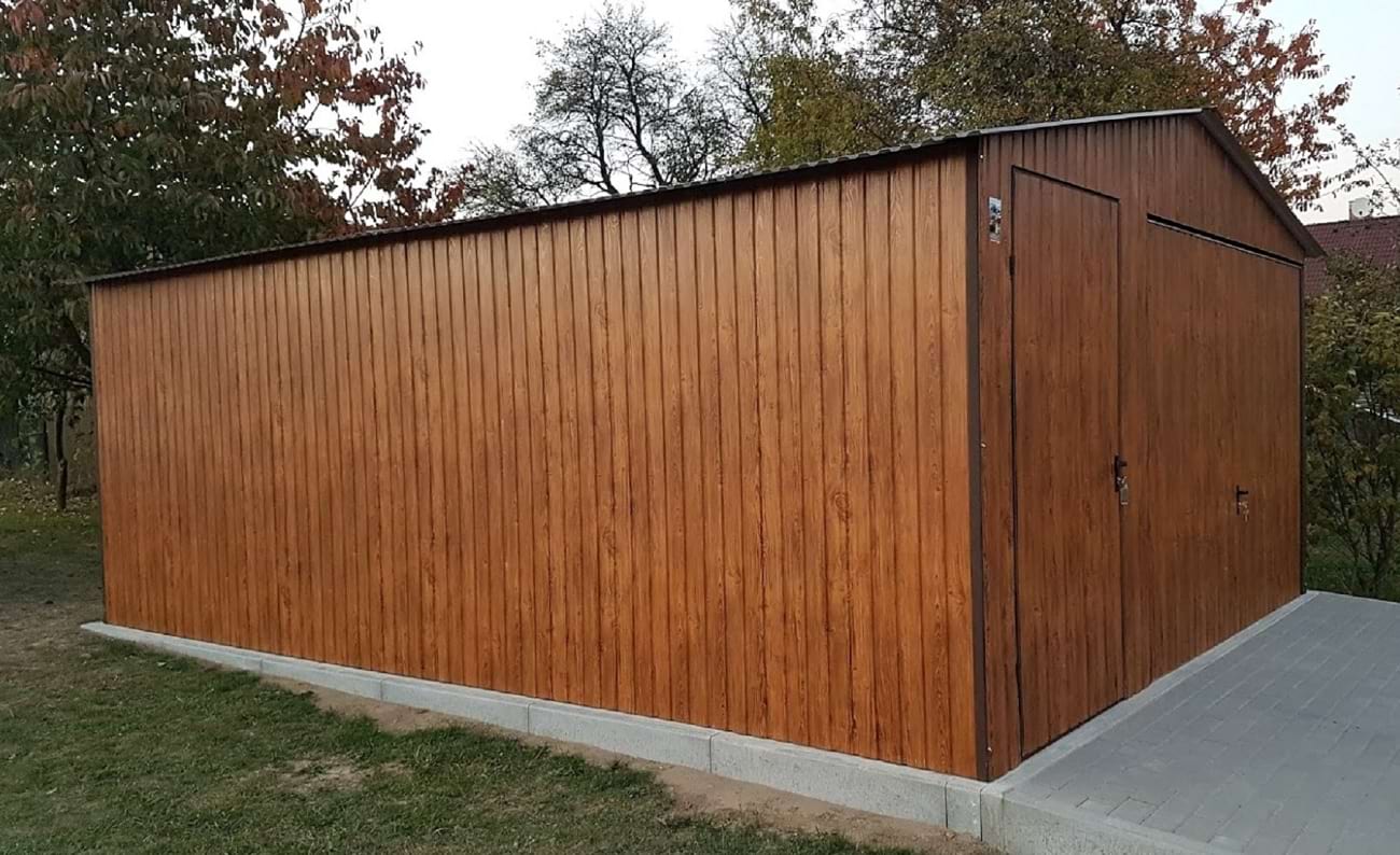 blaszany garaż 5 x 5 złoty dąb