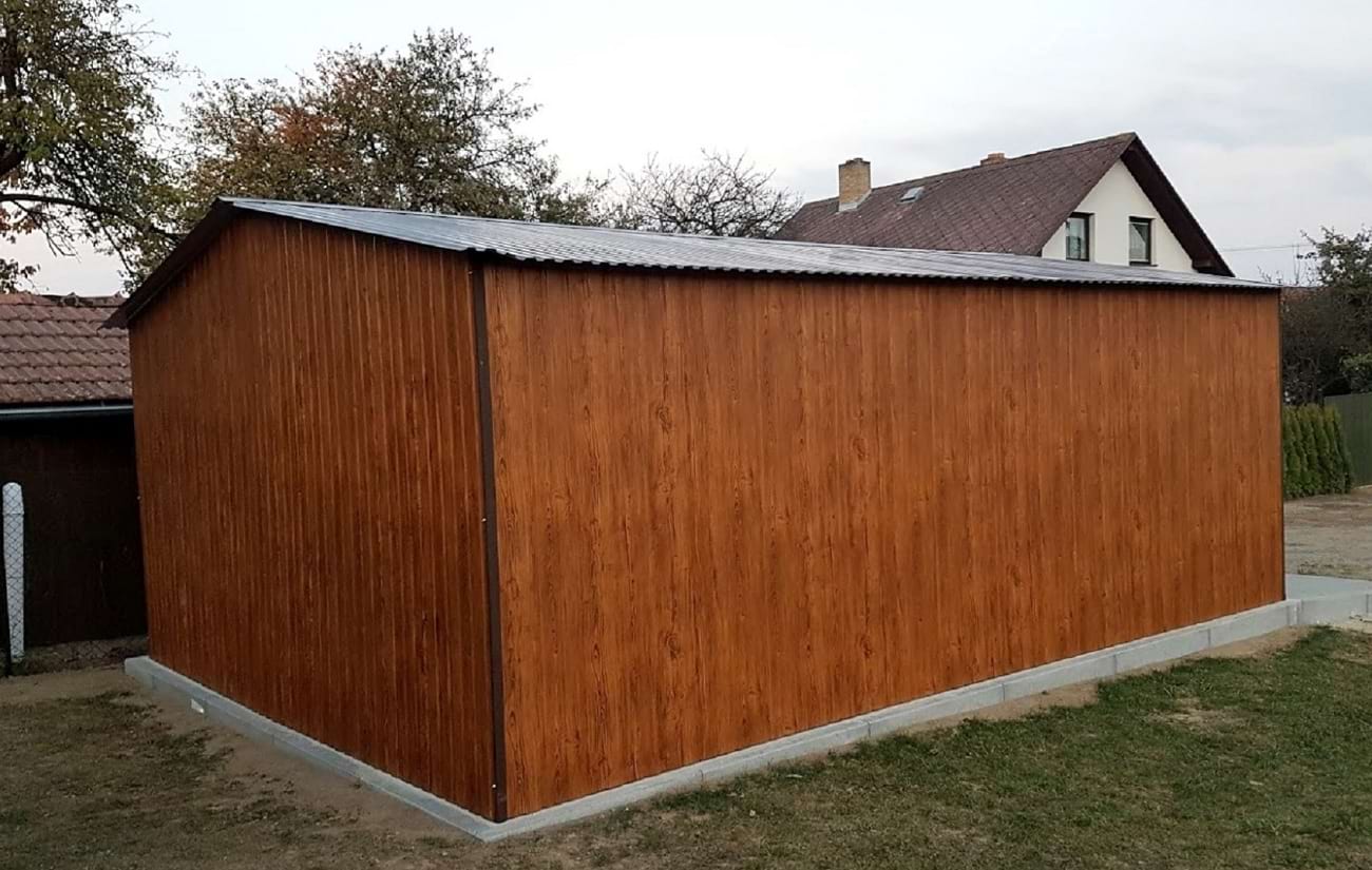 blaszany garaż 5 x 5 złoty dąb